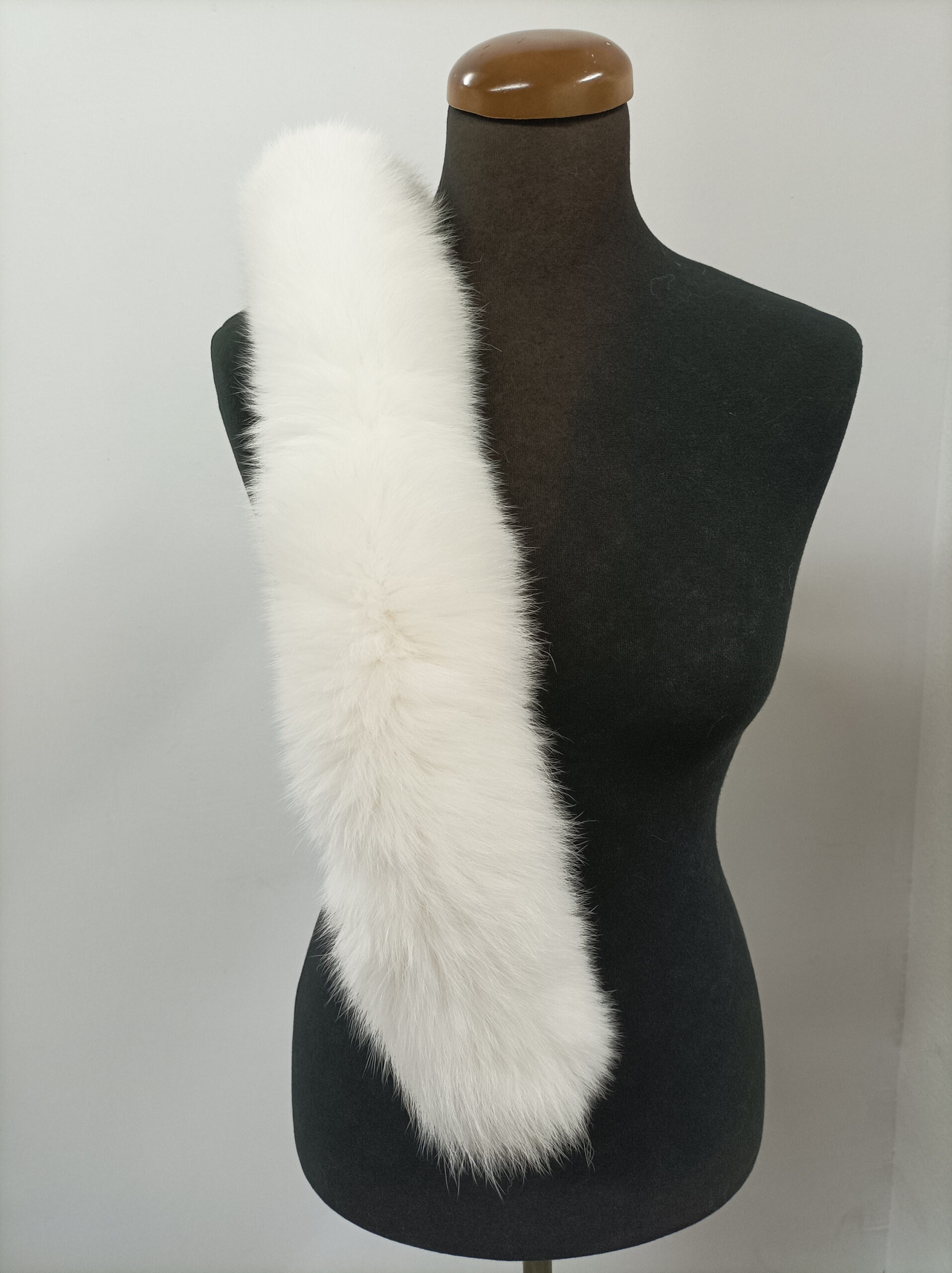 White Fox Fur Hood Trim: Sew-On Fur Collar (73cm)