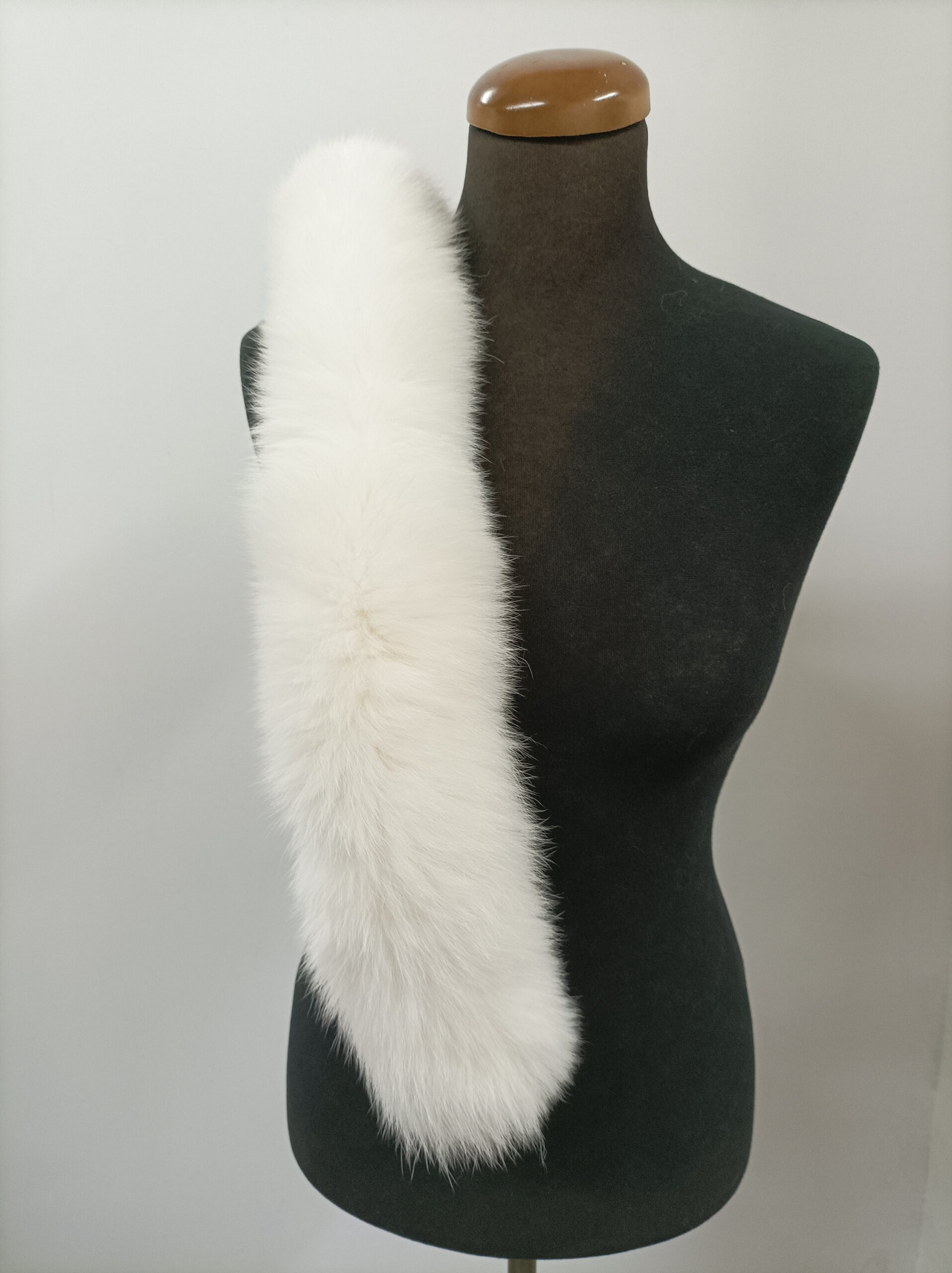 White Fox Fur Hood Trim: Sew-On Fur Collar (73cm) - Image 2