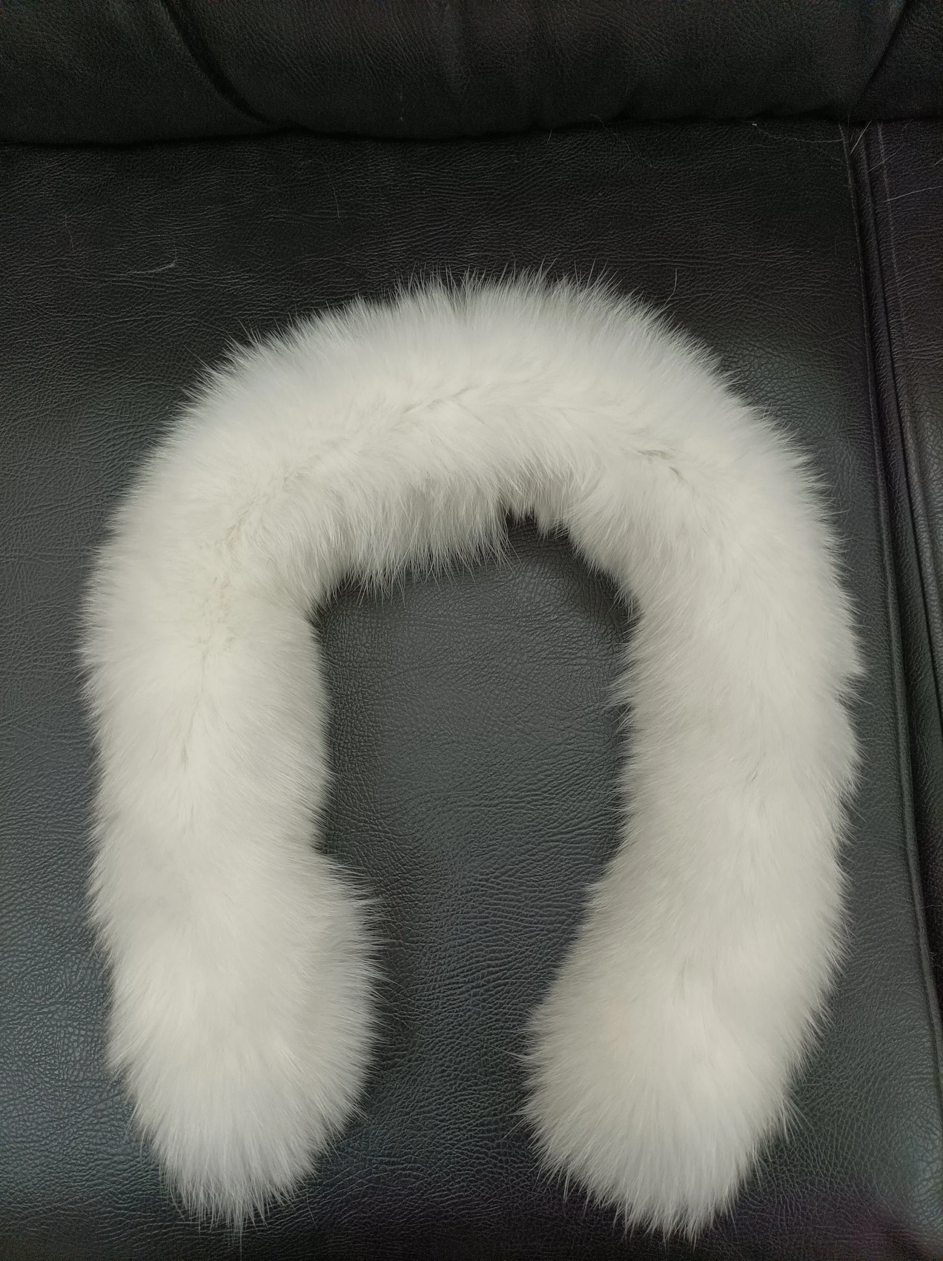 White Fox Fur Hood Trim: Sew-On Collar Scarf (73cm) - Image 3