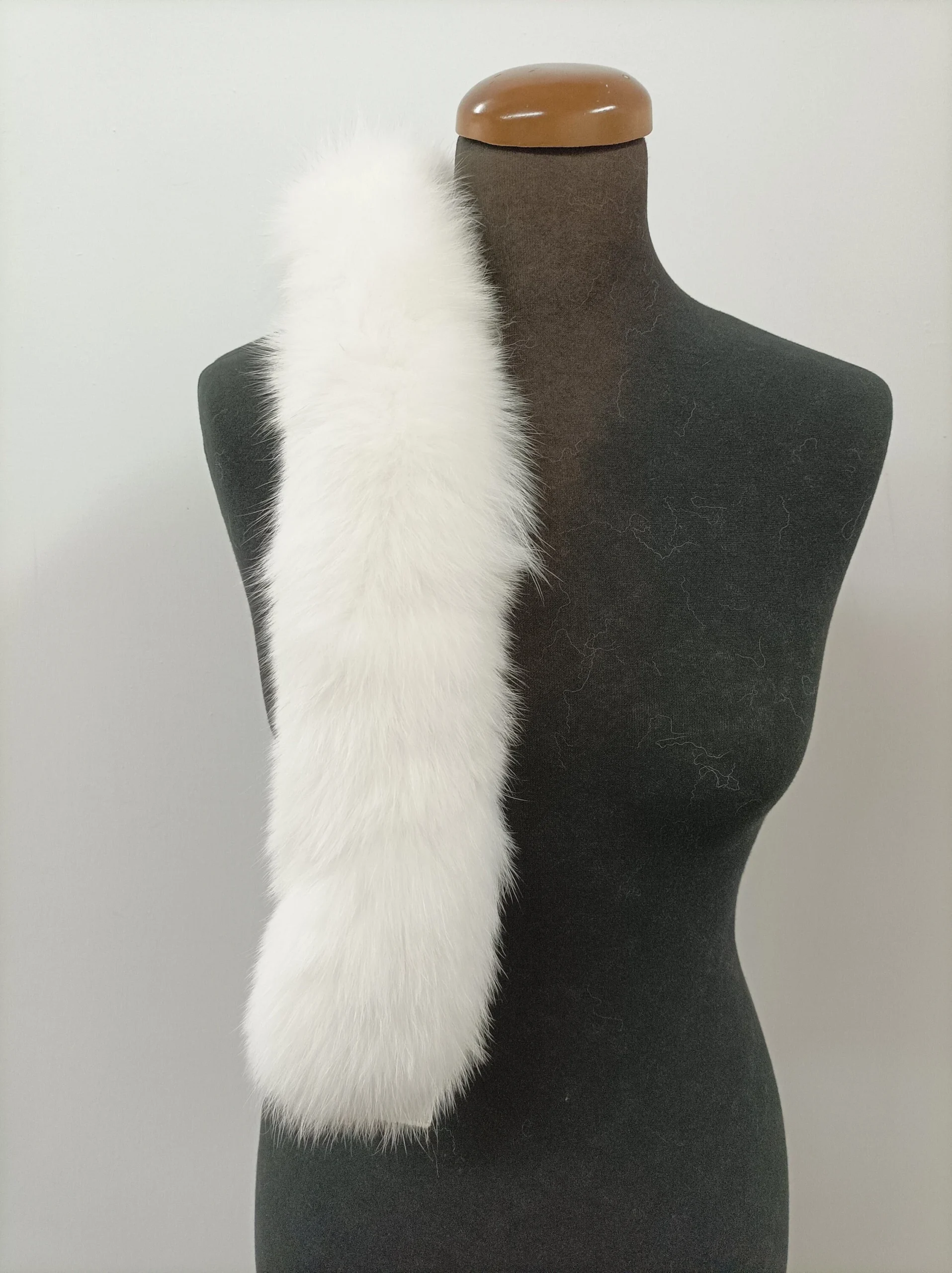 White Fox Fur Hood Trim: Sew-On Collar Scarf (73cm) - Image 2