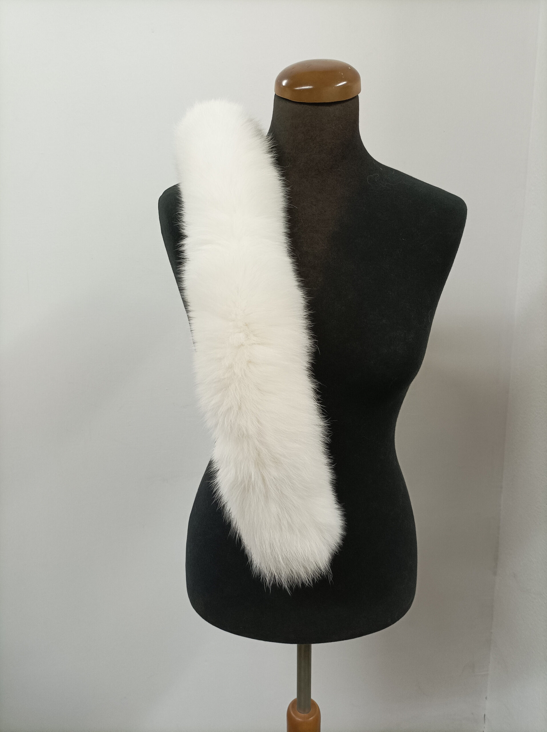 White Fox Fur Hood Trim: Sew-On Fur Collar (73cm) - Image 4