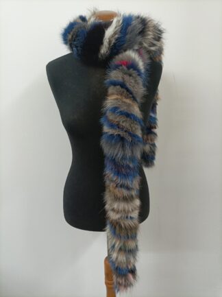 Fur fox multicolor long scarf fluffy and thick quality.