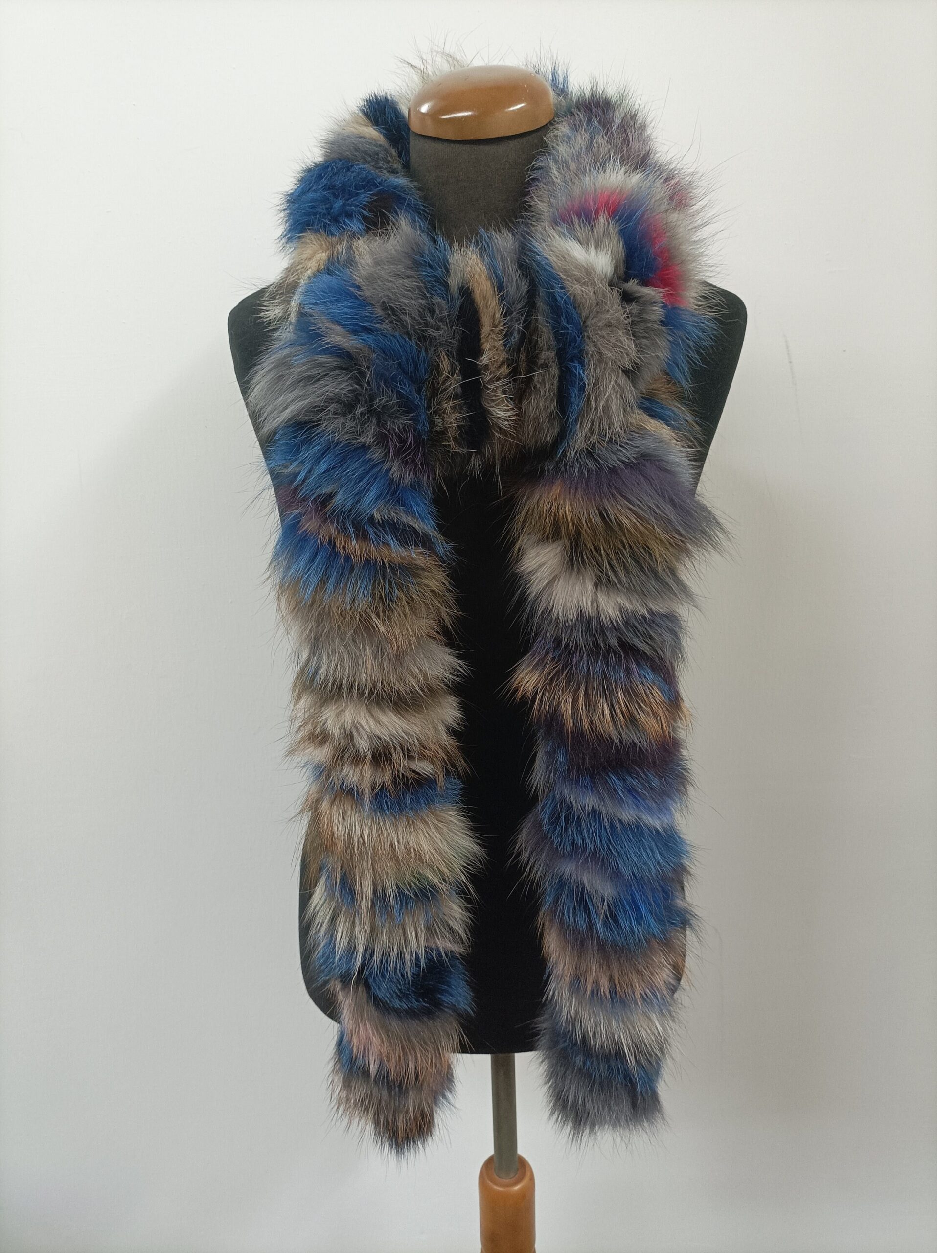 Fur fox multicolor long scarf fluffy and thick quality. - Image 3