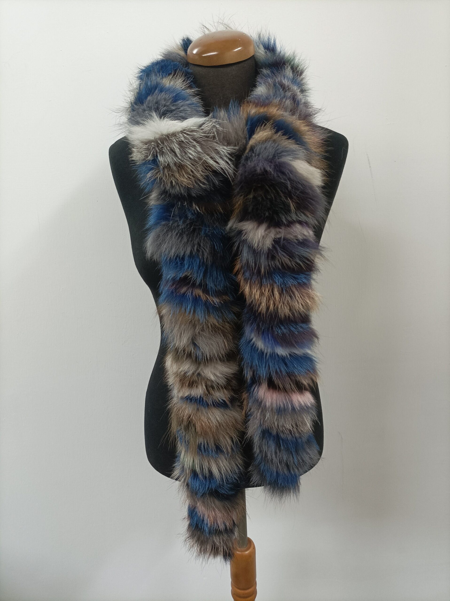 Fur fox multicolor long scarf fluffy and thick quality. - Image 4