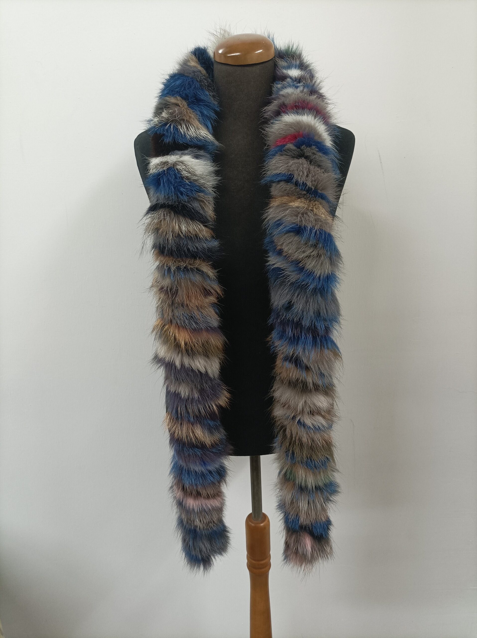 Fur fox multicolor long scarf fluffy and thick quality. - Image 2