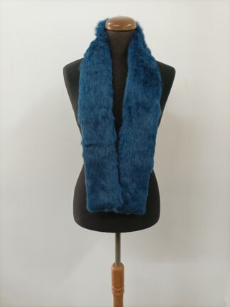 Blue Rabbit Fur Scarf: Unisex Winter Accessory