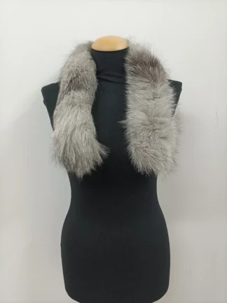 Silver Fox Fur Hood Trim: Coat Collar Scarf (73cm)