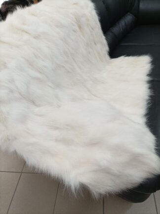 Real Finn Raccoon Fur Blanket: Ice White Throw, Home Warmer