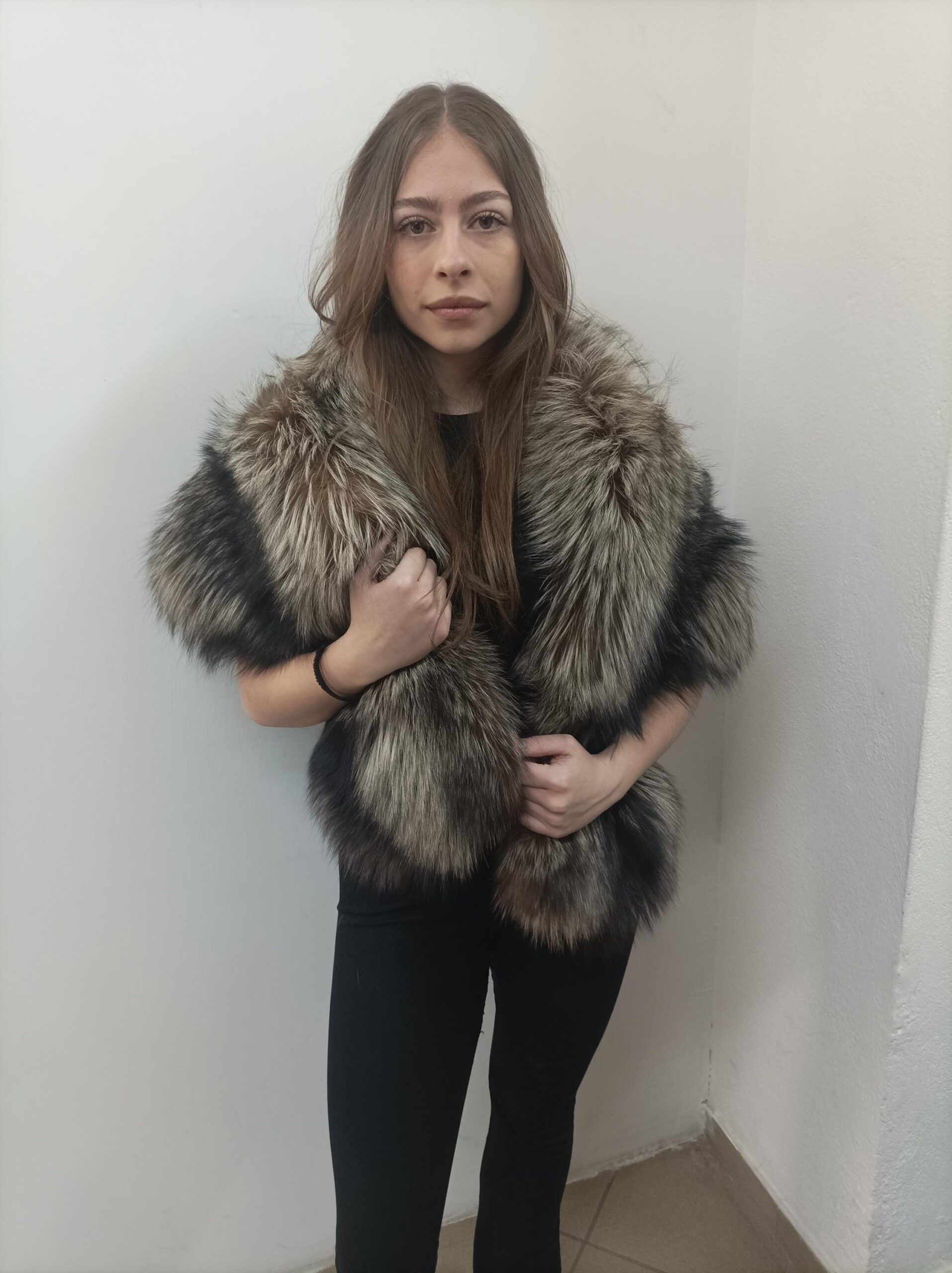 Women's Real fur Fox etol bolero shawl natural color, Evening wear - Image 4