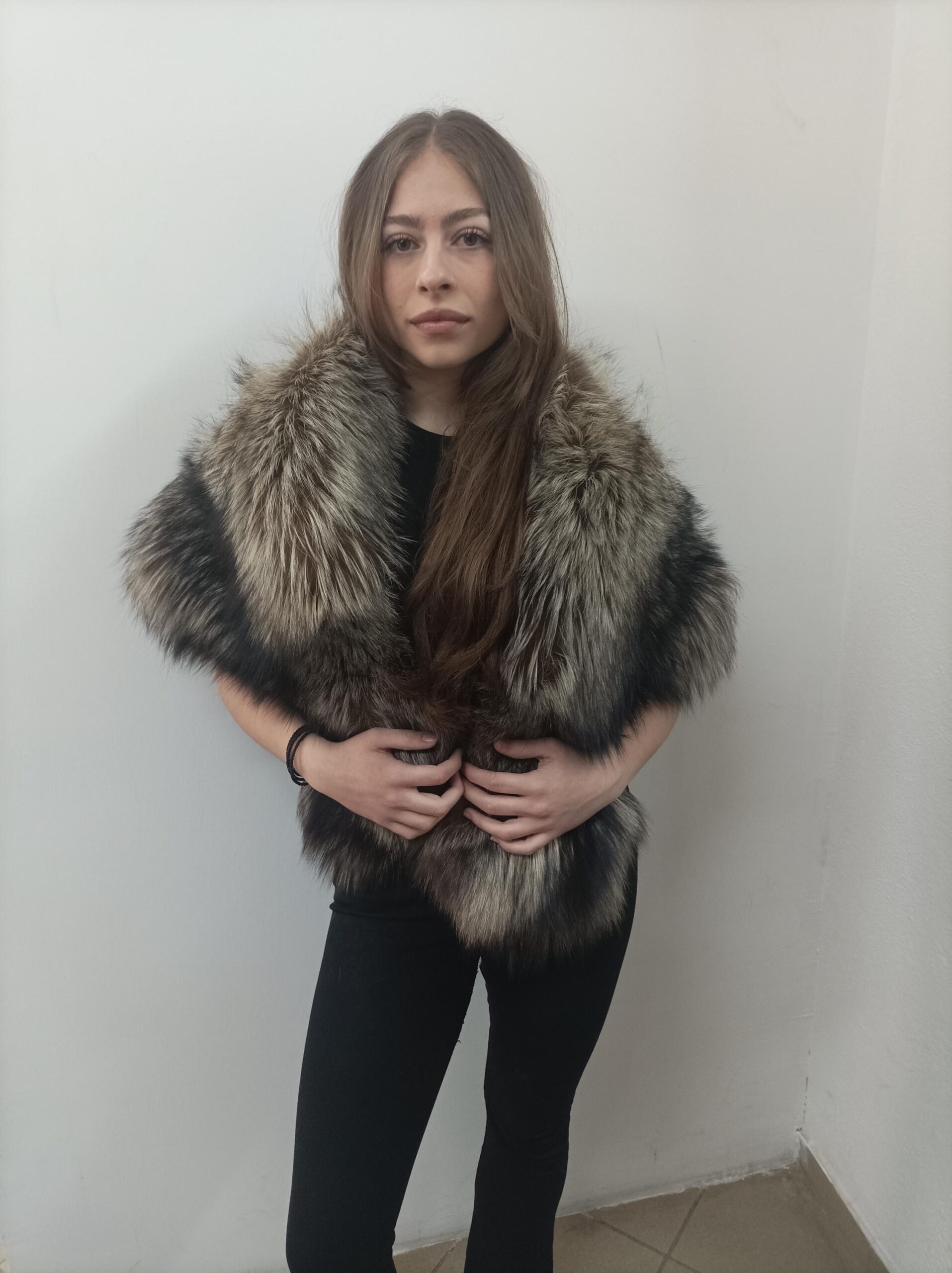 Women's Real fur Fox etol bolero shawl natural color, Evening wear - Image 5