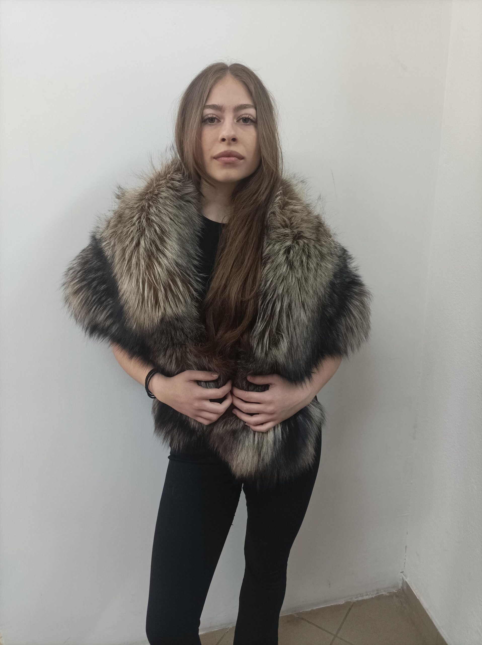 Women's Real fur Fox etol bolero shawl natural color, Evening wear