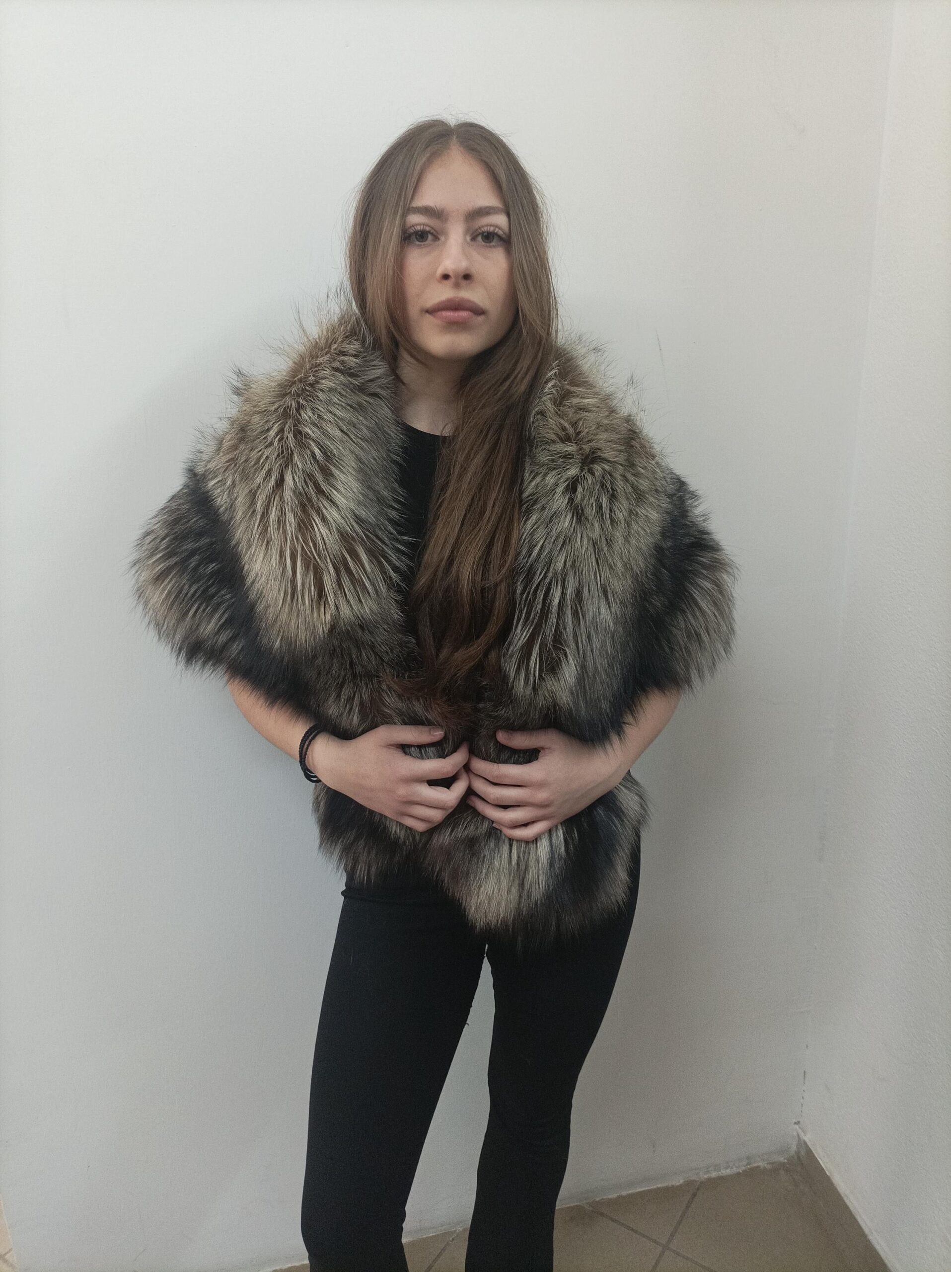 Women's Real fur Fox etol bolero shawl natural color, Evening wear - Image 2