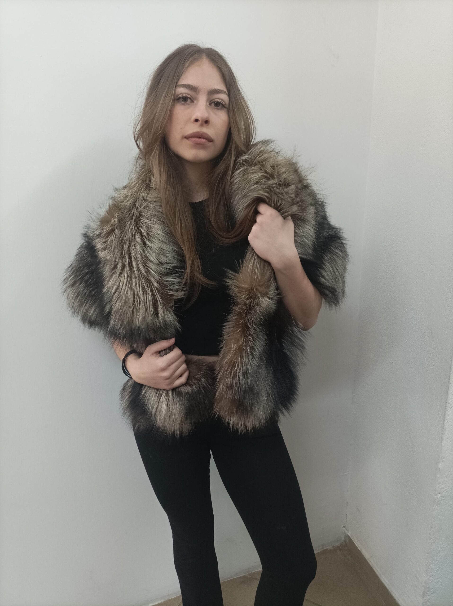 Women's Real fur Fox etol bolero shawl natural color, Evening wear - Image 3