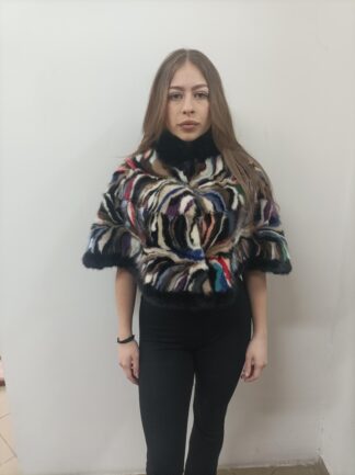 Women's Real fur, Multicolor mink fur etol bolero shawl , Evening wear