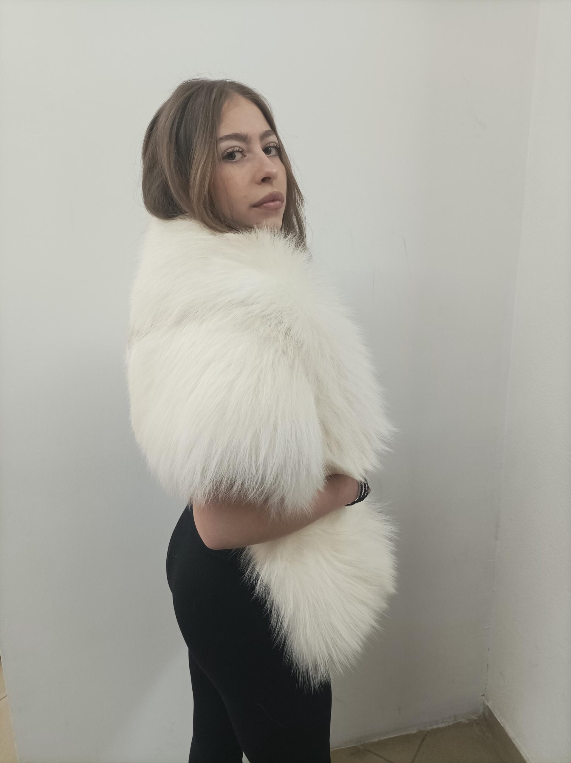 Women's Real fur Fox etol bolero shawl natural color, Evening wear - Image 3