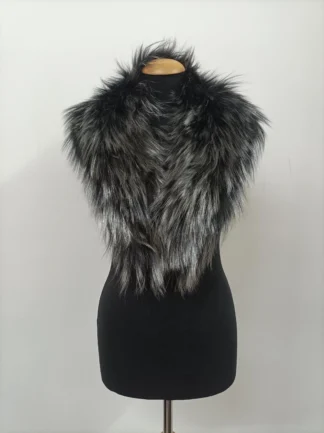Real Fox Fur Collar: Black & Silver Winter Coat Accessory