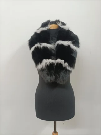 Real Fox Fur Collar: Black and White Winter Coat Accessory