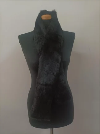 Black Rabbit Fur Scarf: Unisex Winter Accessory